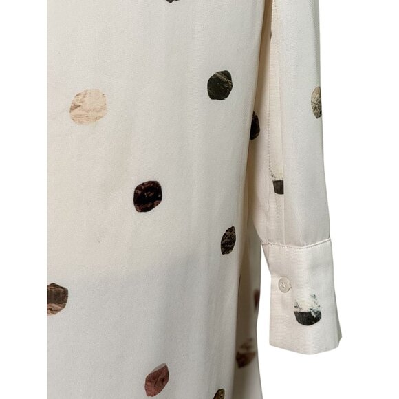 NWOT COMUNE Size S Womens Dress Polka Dot Long Sleeve White Multicolor Spots - Picture 7 of 13